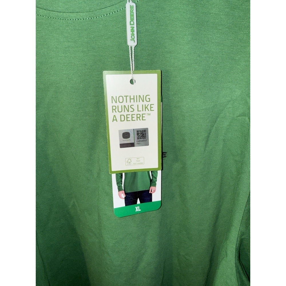 JOHN DEERE Men's T Shirt Long Sleeve Embroidered Logo Green NEW NWT Size XL - Picture 7 of 9
